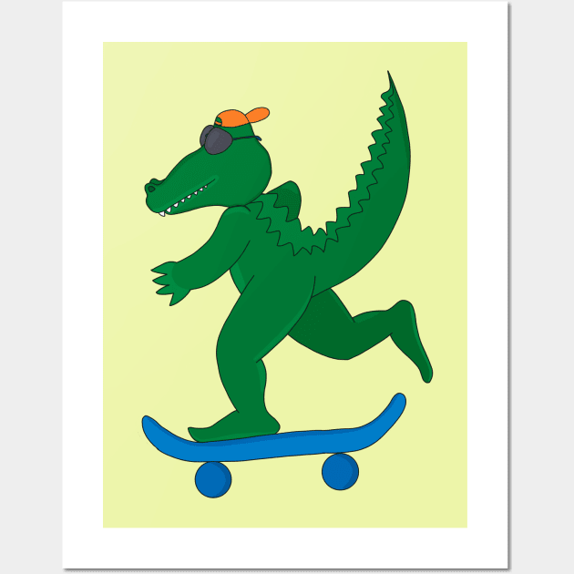 Skater Crocodile Wall Art by DiegoCarvalho